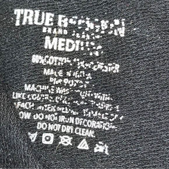 True Religion BLACK HOODIE Horseshoe Pullover Hooded SWEATSHIRT silver Graphic M - Picture 3 of 13